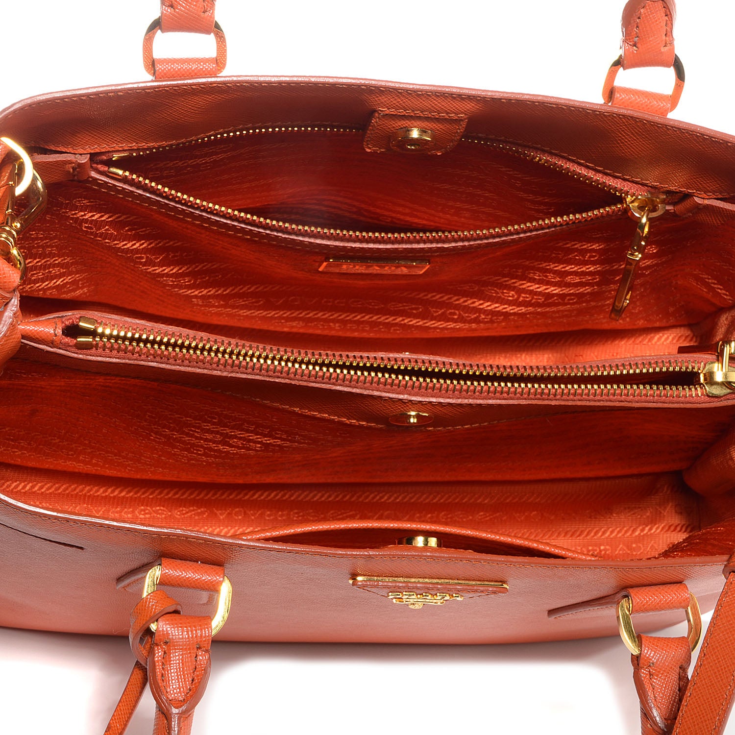 Prada Saffiano Lux Medium Tote Papaya 5 of 10