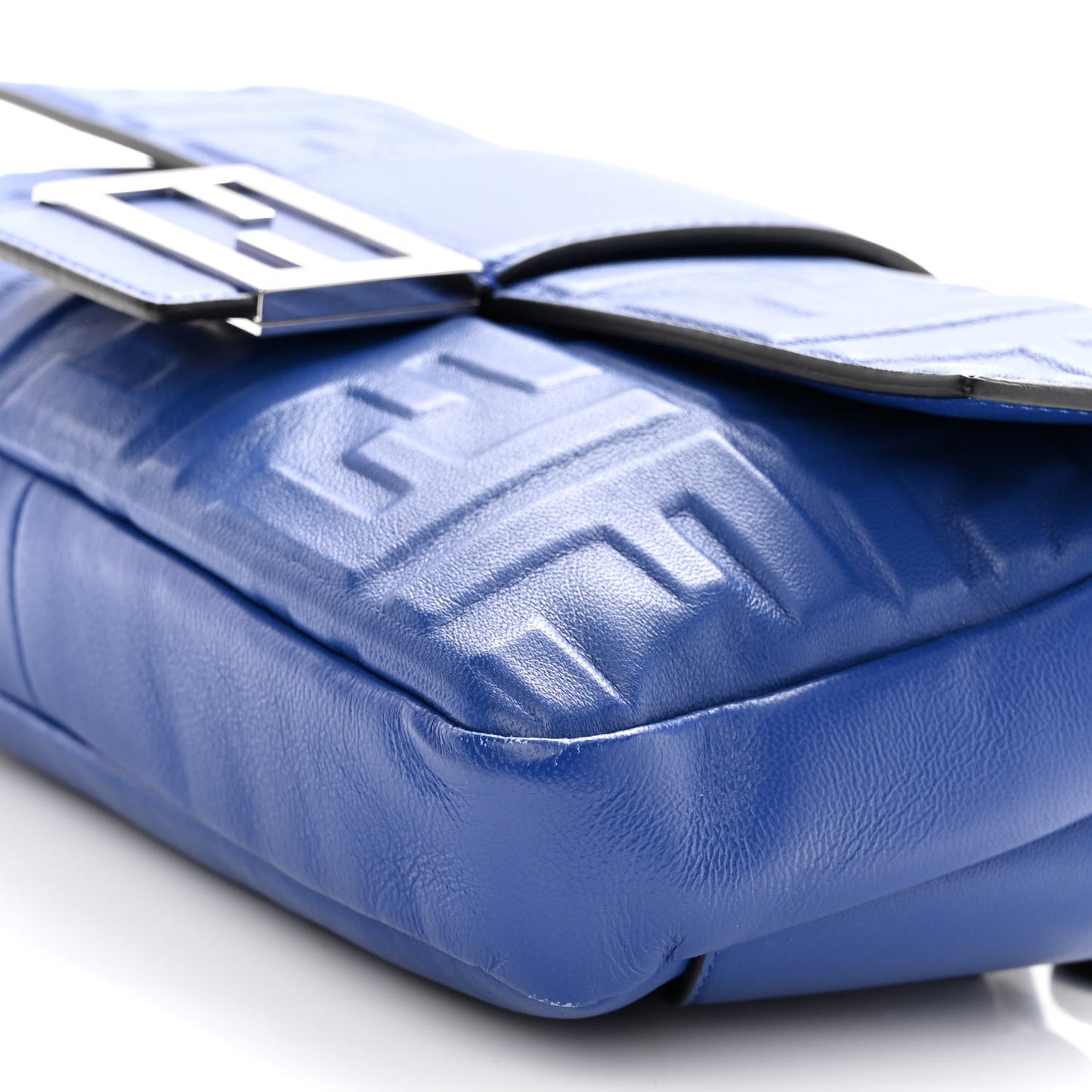 Nappa FF 1974 Embossed Belt Baguette Bag Blue Neon