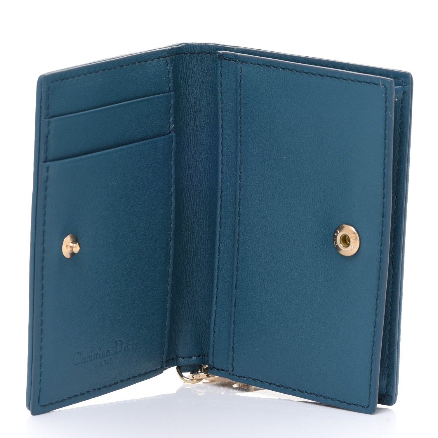 Christian Dior Lambskin Cannage Small Lady Dior Flap Card Holder Deep Ocean 5 of 9