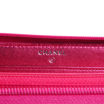 Chanel Metallic Patent Quilted Boy L-Gusset Zip Wallet Pink 6 of 9