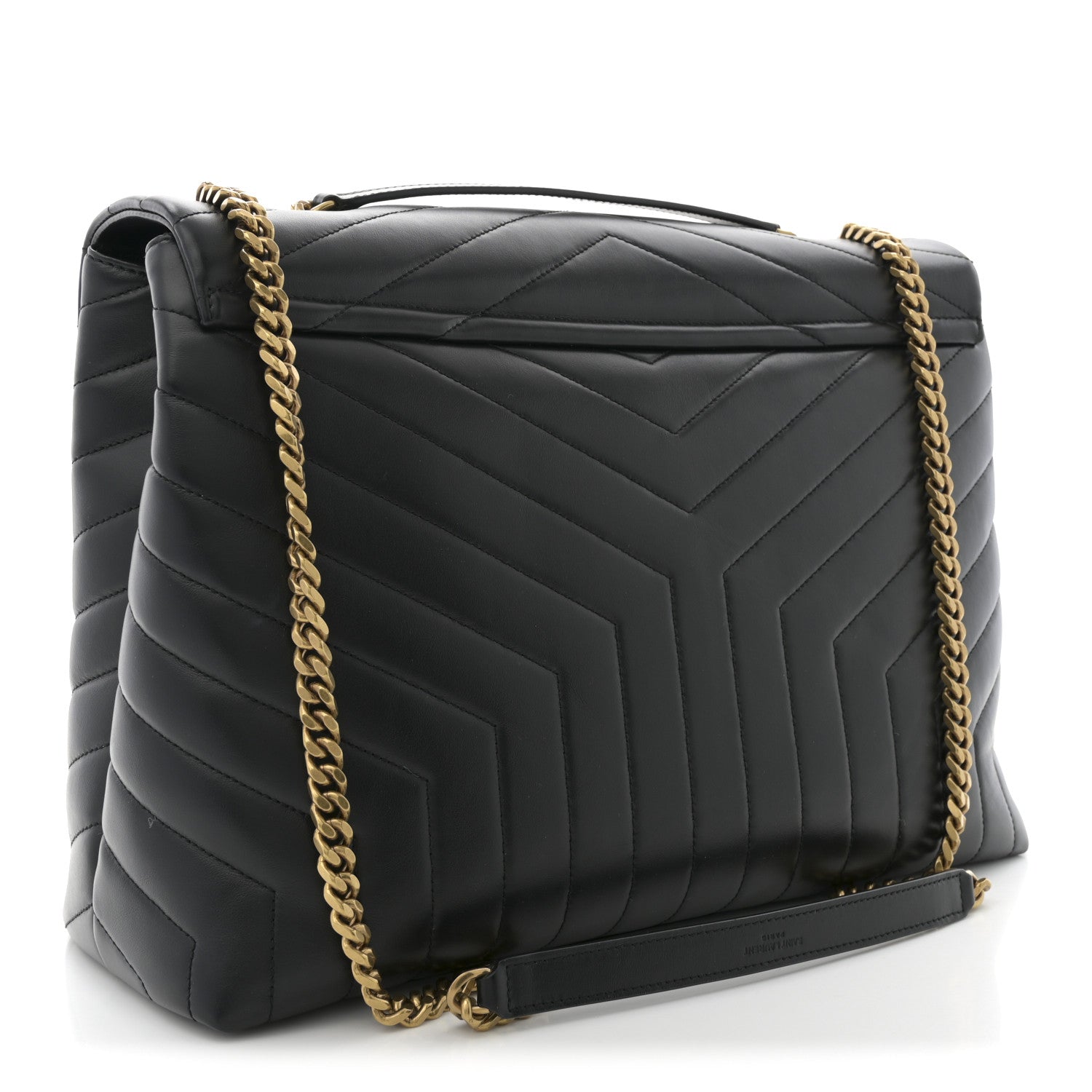 Saint Laurent Calfskin Y Quilted Monogram Large Loulou Chain Satchel Black 3 of 10