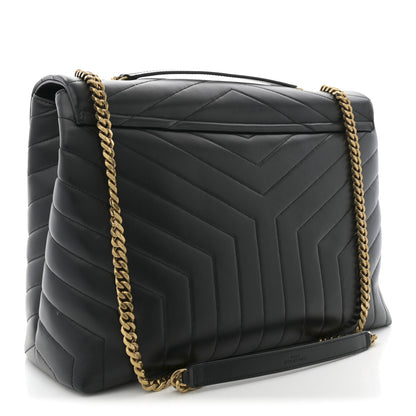 Saint Laurent Calfskin Y Quilted Monogram Large Loulou Chain Satchel Black 3 of 10