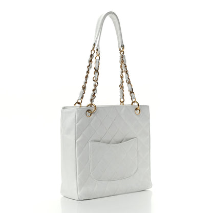 Chanel Caviar Petit Shopping Tote PST White 2 of 15