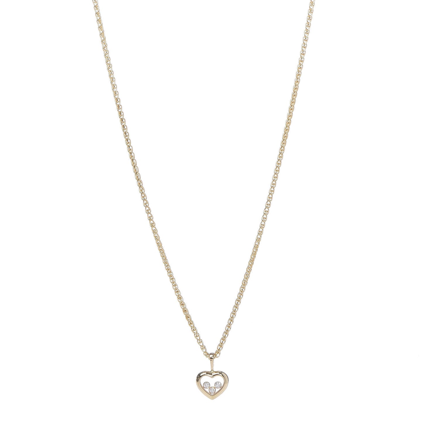 18K Yellow Gold Diamond Happy Diamonds Icons Floating Heart Pendant Necklace