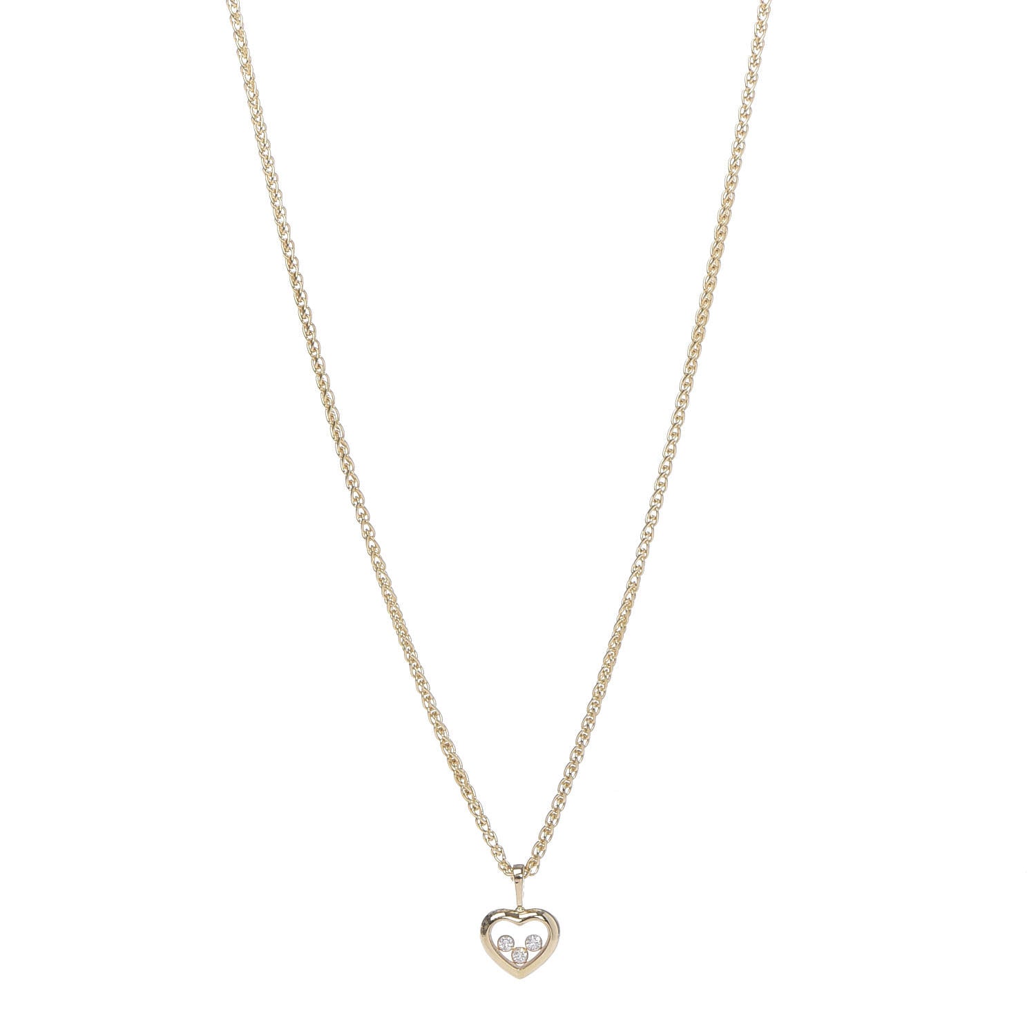 Chopard 18K Yellow Gold Diamond Happy Diamonds Icons Floating Heart Pendant Necklace 1 of 6