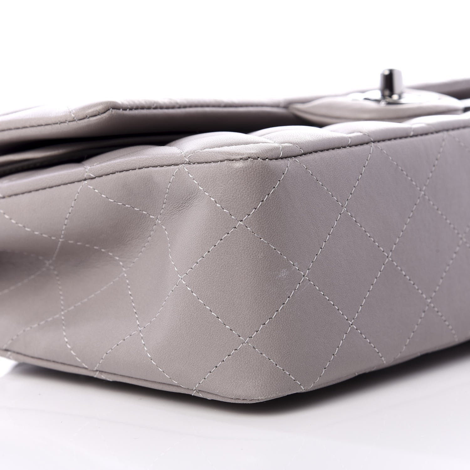 Chanel Lambskin Quilted Medium Double Flap Grey 6 of 9