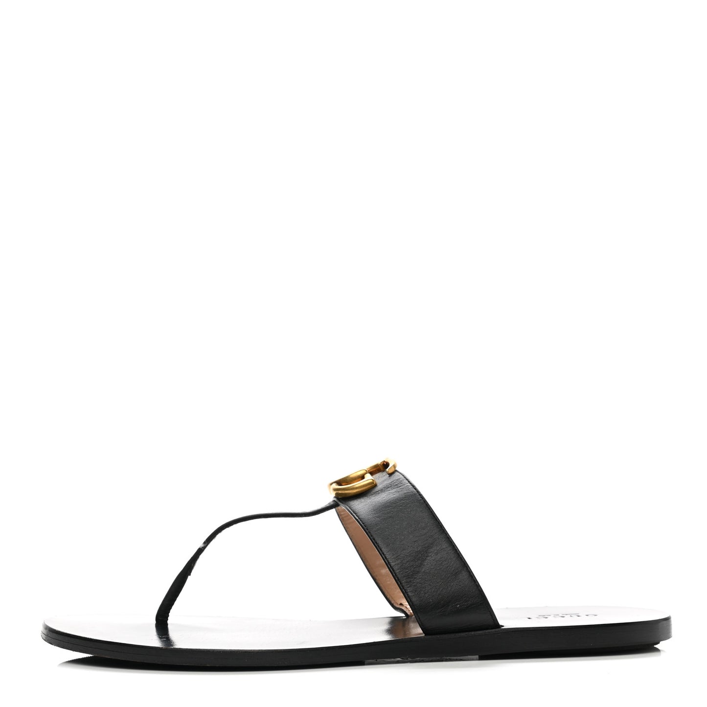 Calfskin GG Marmont Thong Sandals 40 Black