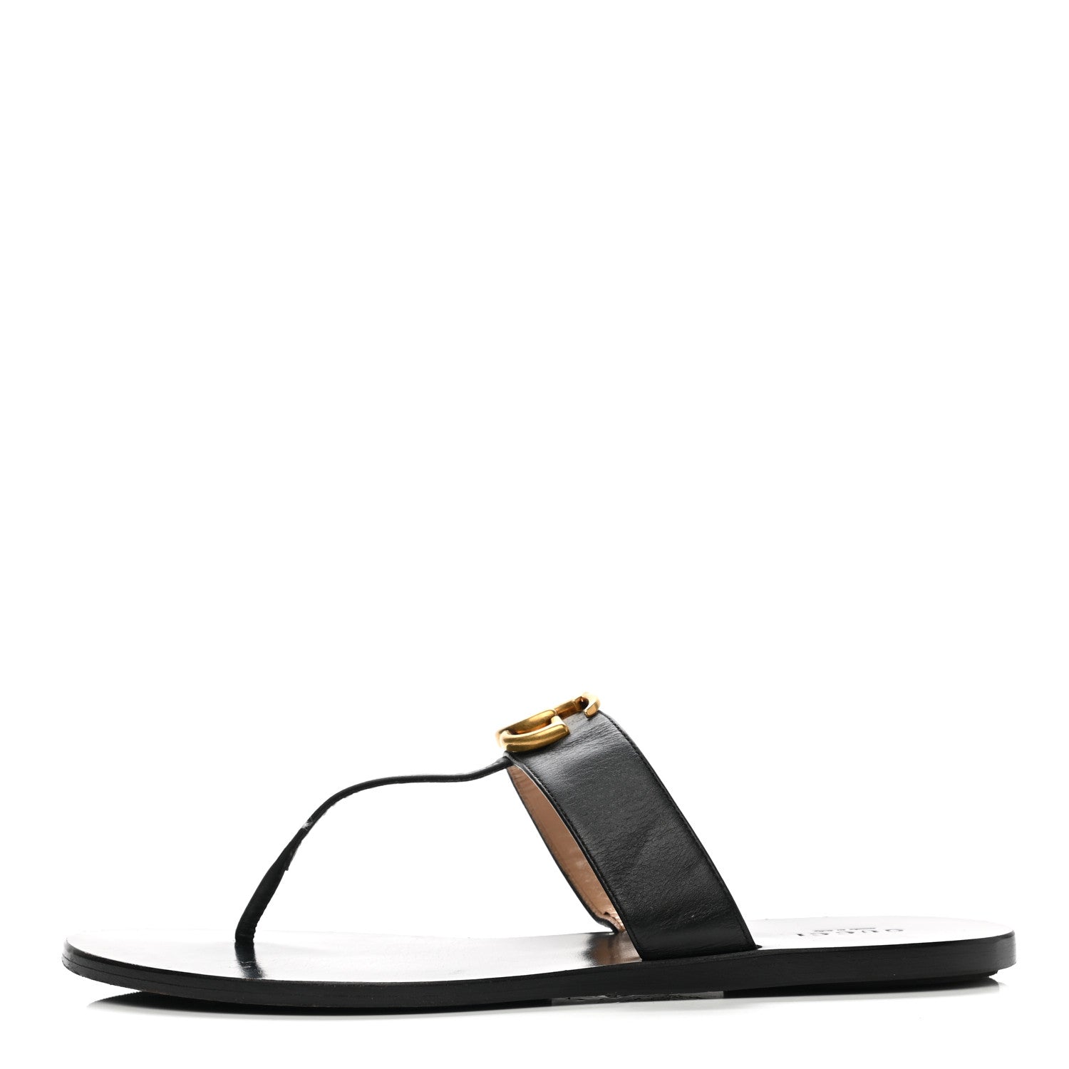 Gucci Calfskin GG Marmont Thong Sandals 40 Black 1 of 17