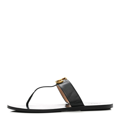 Gucci Calfskin GG Marmont Thong Sandals 40 Black 1 of 17