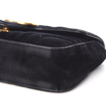 Gucci Velvet Matelasse Mini GG Marmont Shoulder Bag Black 13 of 15
