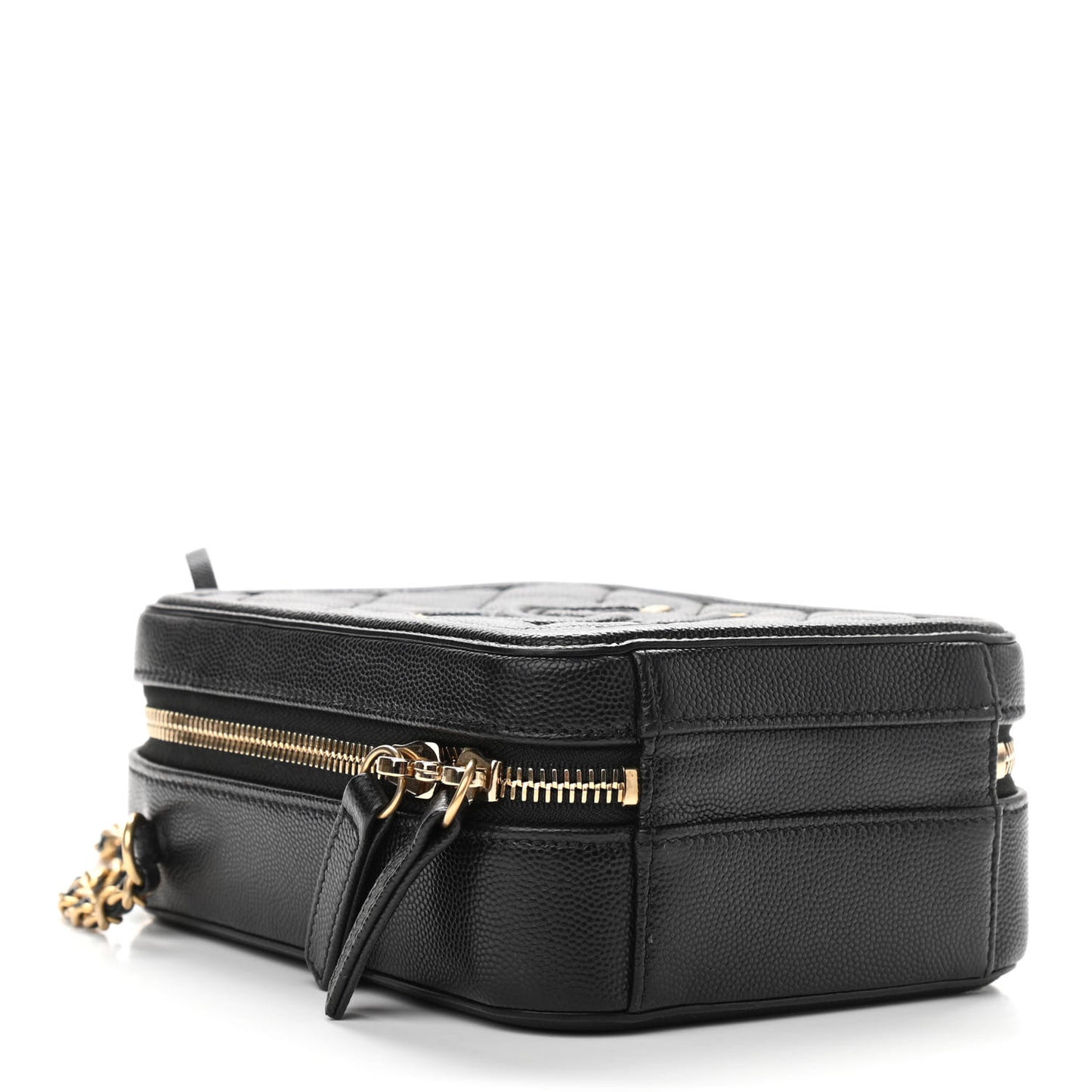 Caviar Quilted CC North South Filigree Vanity Case Black
