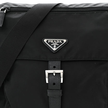 Prada Nylon Vela Saffiano Single Buckle Messenger Shoulder Bag Black 8 of 10
