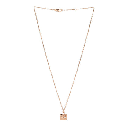 Hermes 18K Rose Gold Diamond Kelly Pendant Necklace 3 of 5