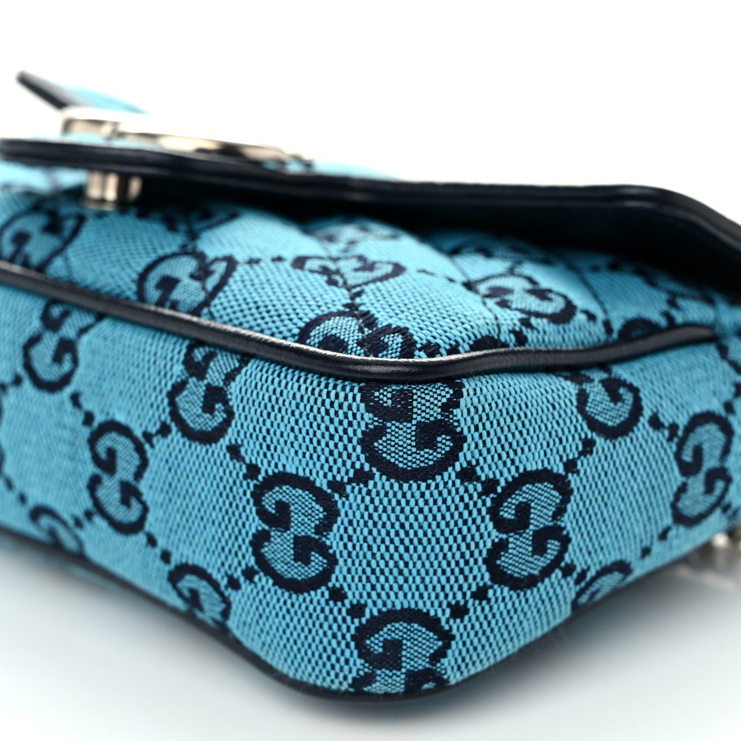 Monogram Multicolor Matelasse Diagonal Super Mini GG Marmont Shoulder Bag Light Blue