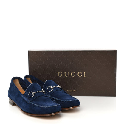 Gucci Suede Calfskin Womens 1953 Horsebit Loafers 39 Cobalt Blue 8 of 10