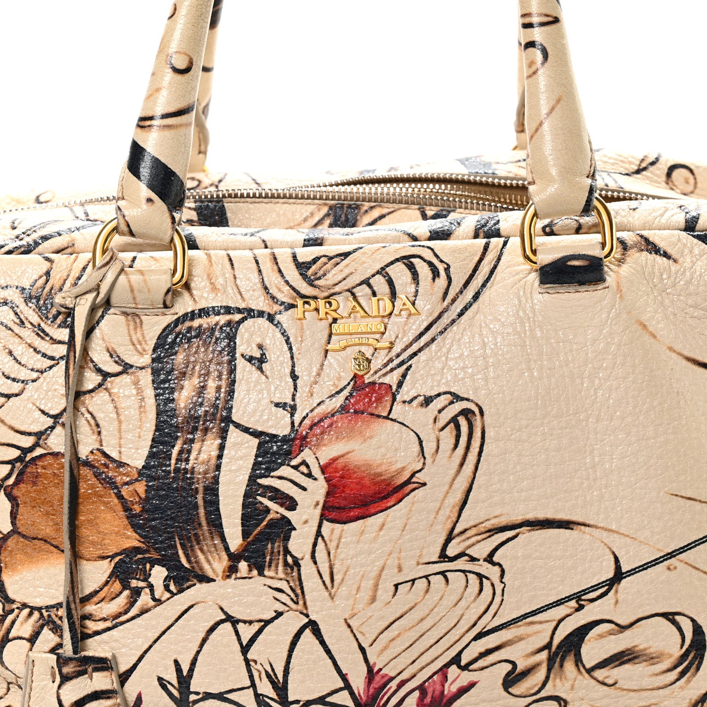 X JAMES JEAN Cervo Lux Fairy Print Large Double Handle Boston Bag Prugna