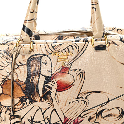 Prada X JAMES JEAN Cervo Lux Fairy Print Large Double Handle Boston Bag Prugna 8 of 12