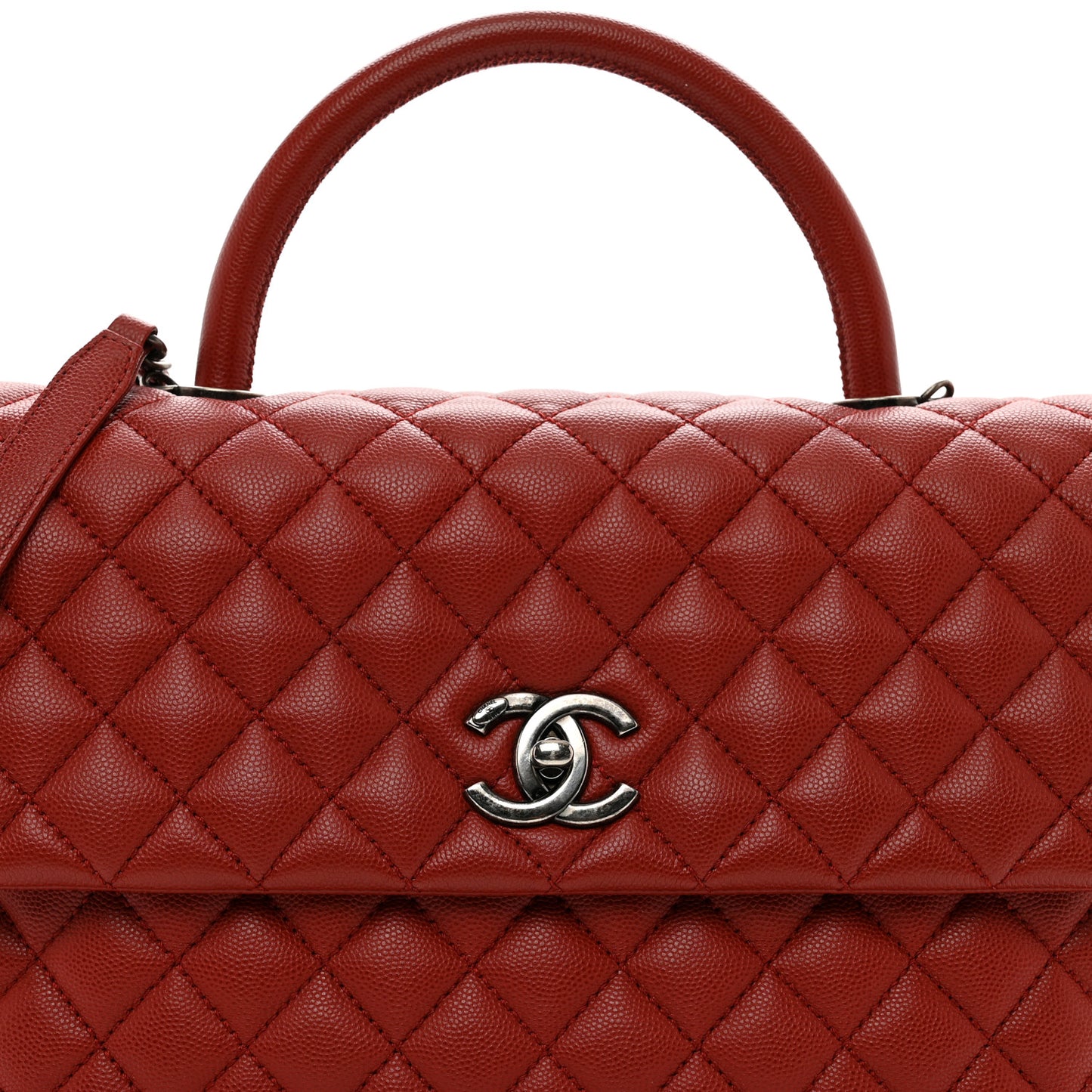 Caviar Quilted Medium Coco Handle Flap Dark Red