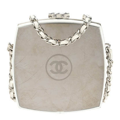 Chanel Patent Goatskin Quilted Make-Up Box Clutch With Chain White 1 of 18