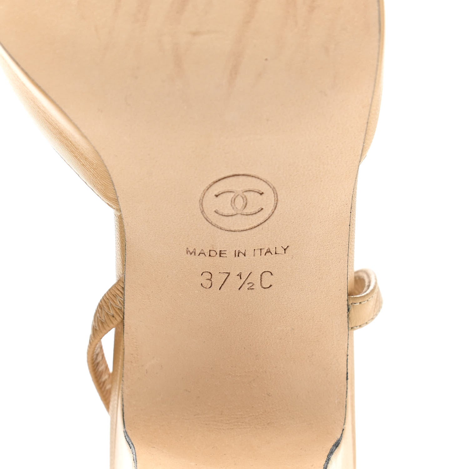 Chanel Goatskin Grosgrain Cap Toe CC Slingback Pumps 37.5 Beige Black 5 of 9