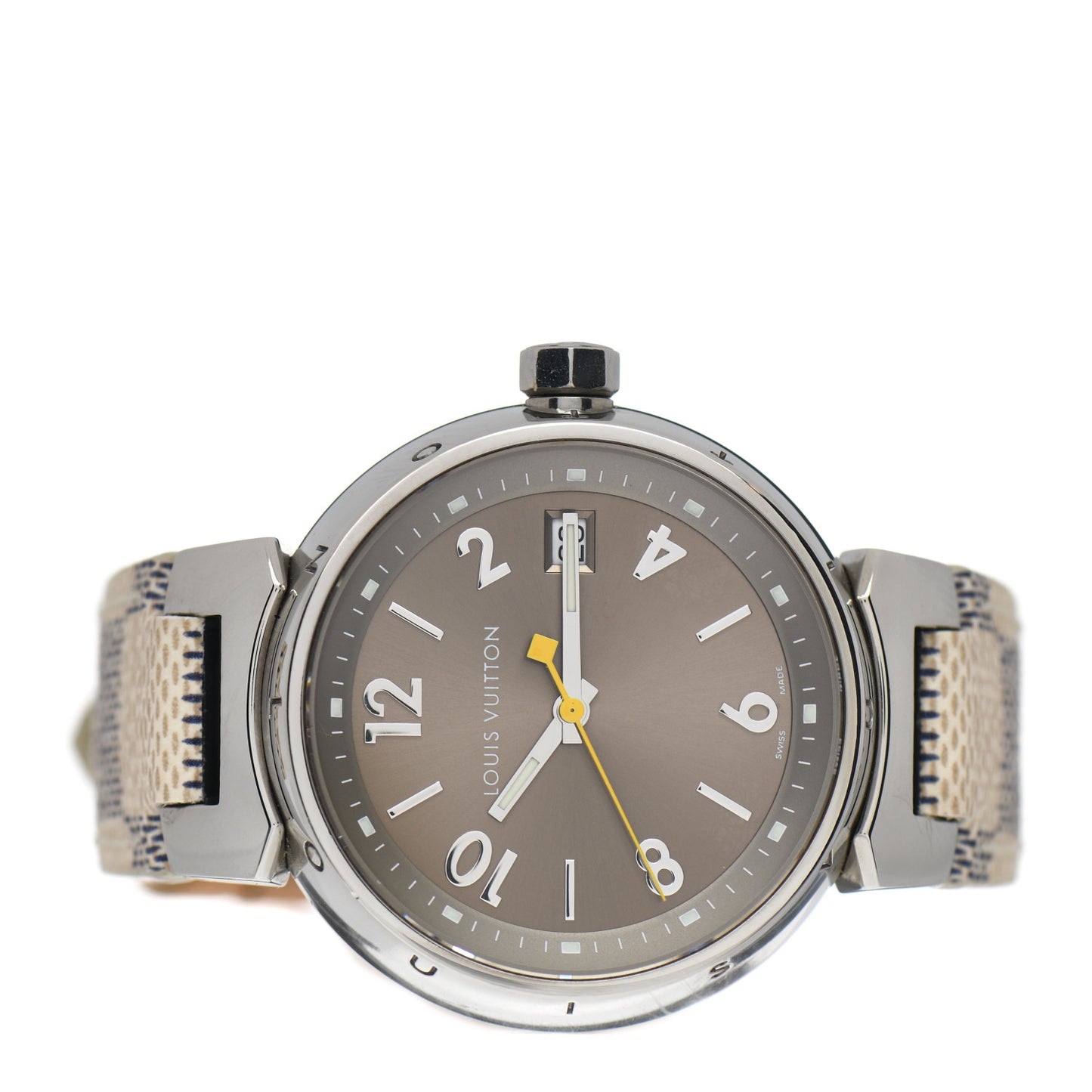 Stainless Steel Damier Azur 31mm Tambour Quartz Watch