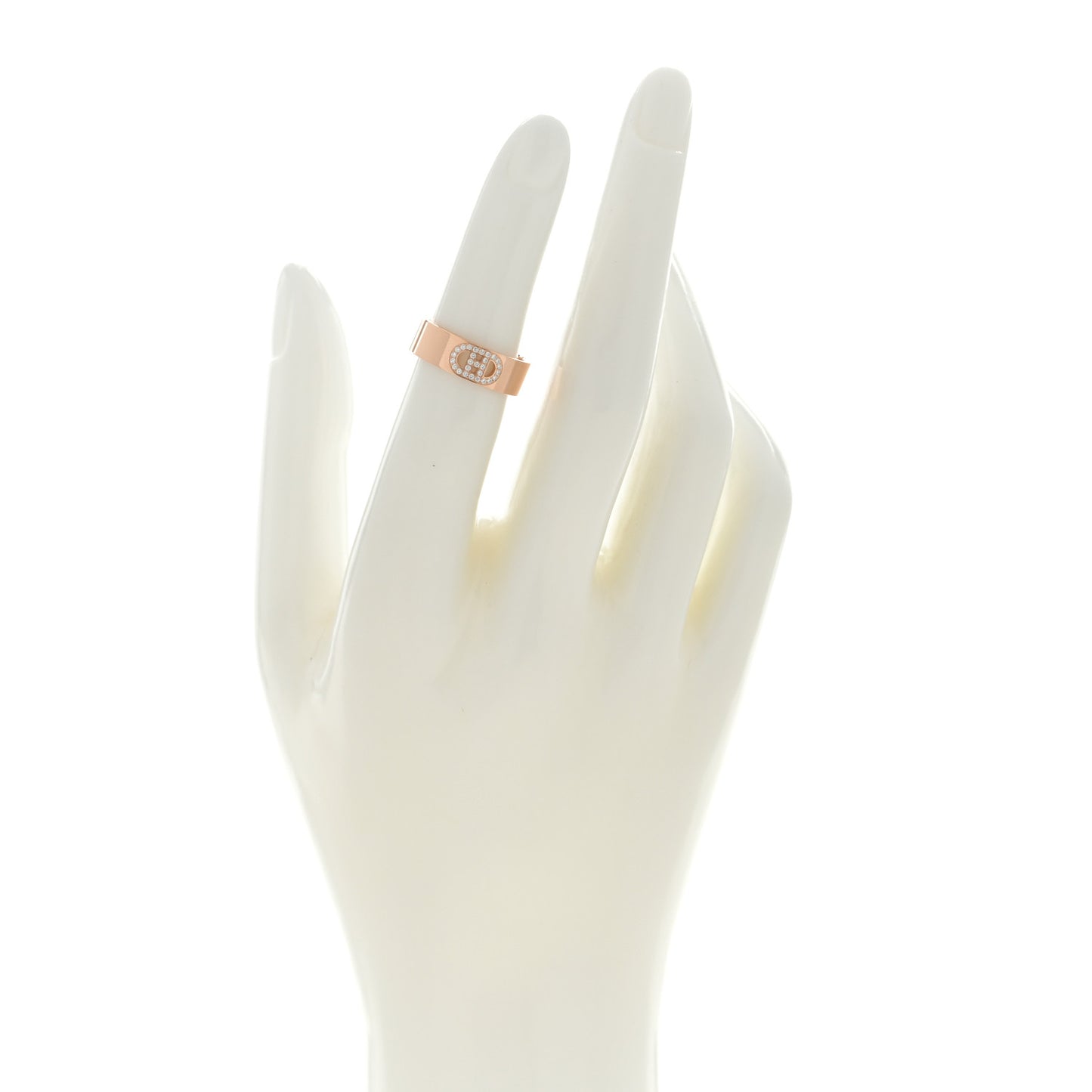 18K Rose Gold Diamond PM H D'Ancre Ring 49 5