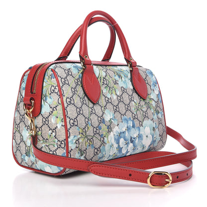 Gucci GG Supreme Monogram Blooms Small Boston Beige Blue Navy Hibiscus Red 3 of 9