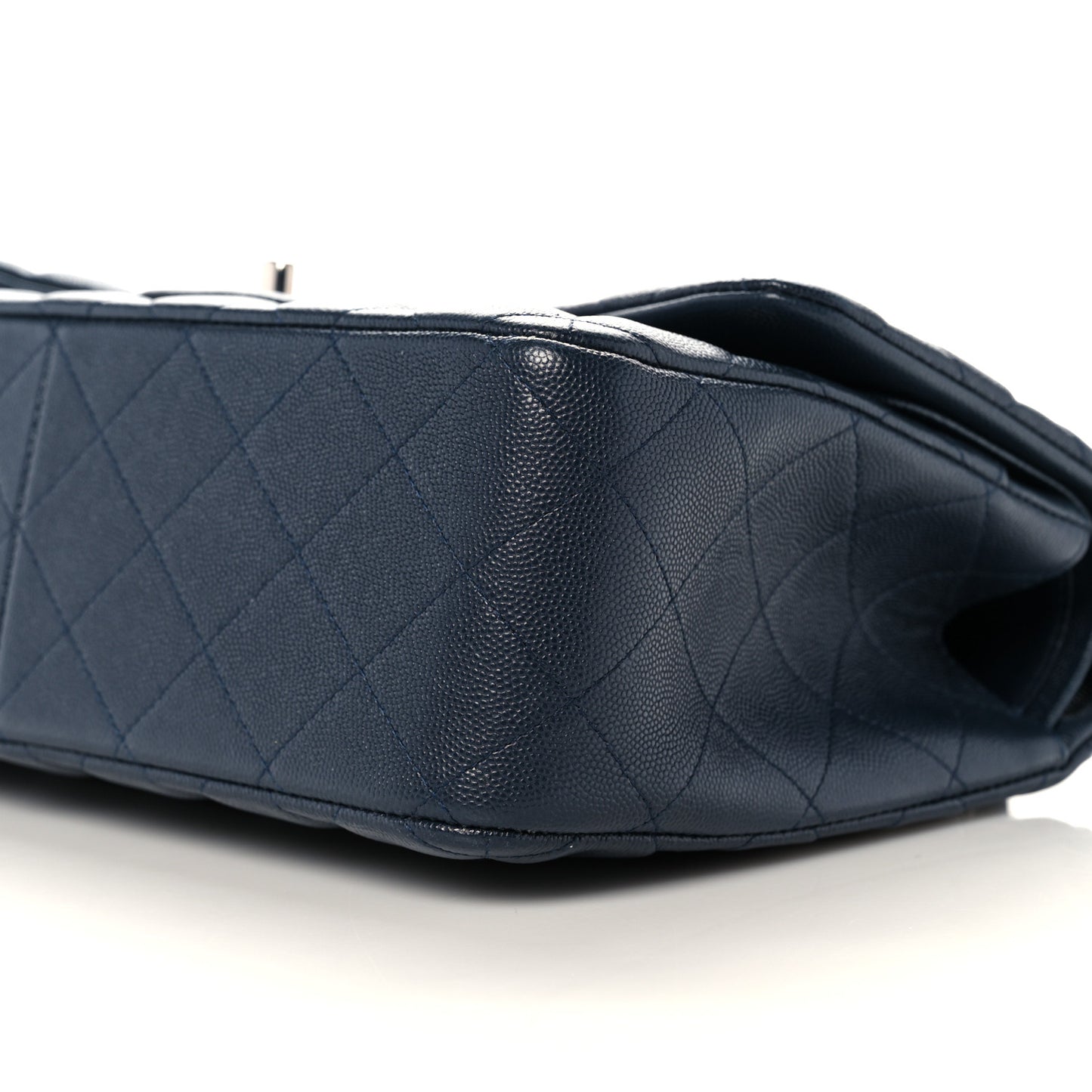 Caviar Quilted Jumbo Double Flap Navy Blue