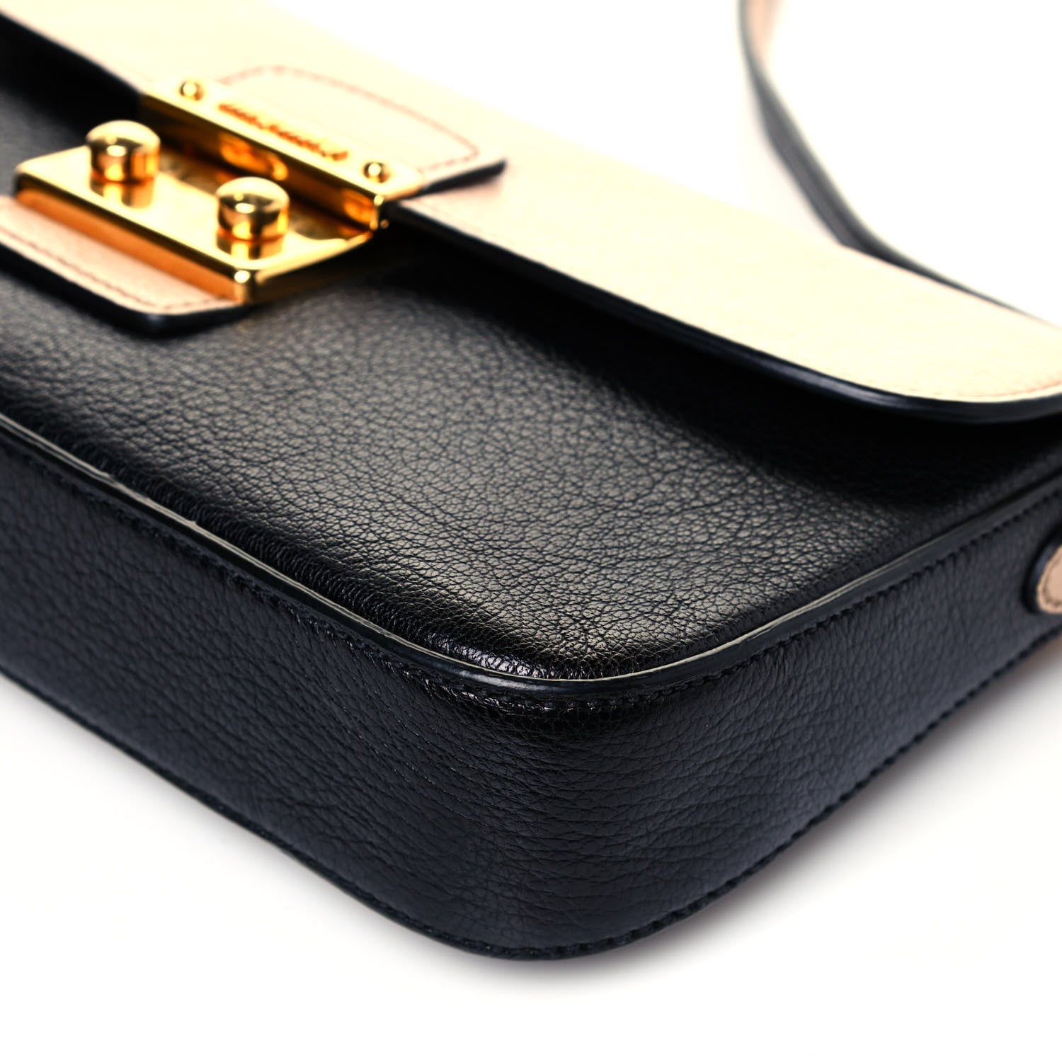 Miu Miu Goatskin Madras Shoulder Bag Black Cammeo 9 of 11