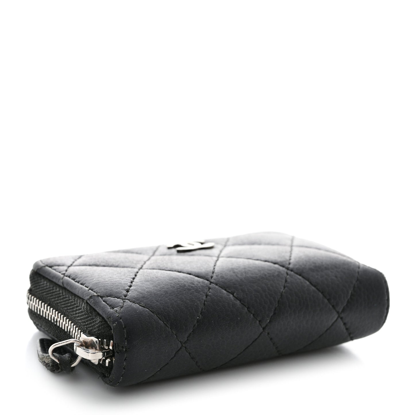 Caviar Quilted Zip Coin Purse Black
