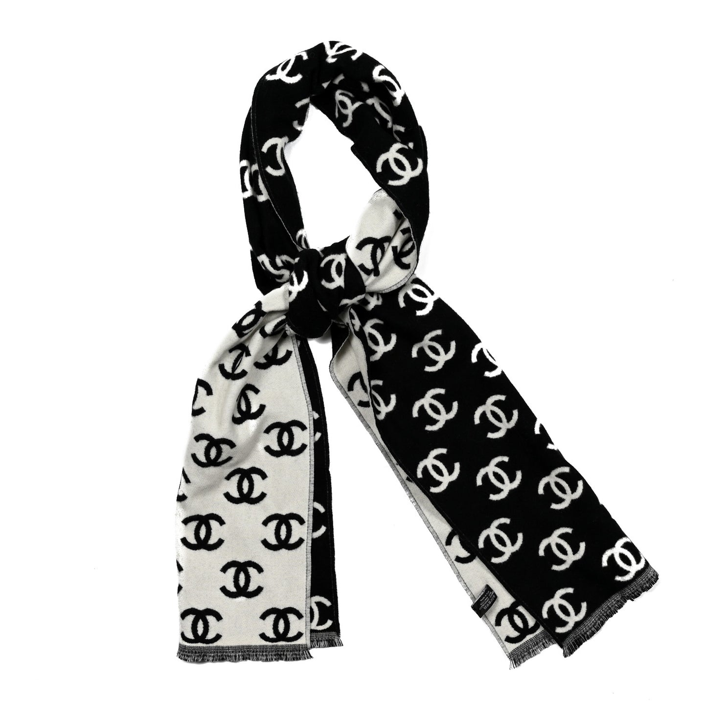 Wool Cashmere CC Scarf Black White