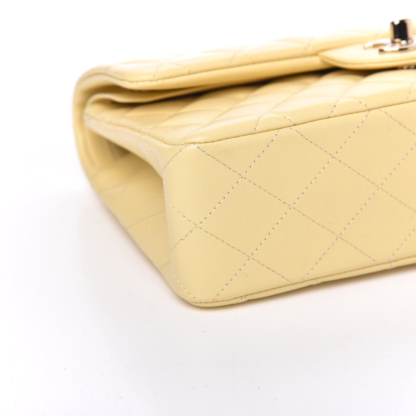 Lambskin Quilted Small Double Flap Yellow
