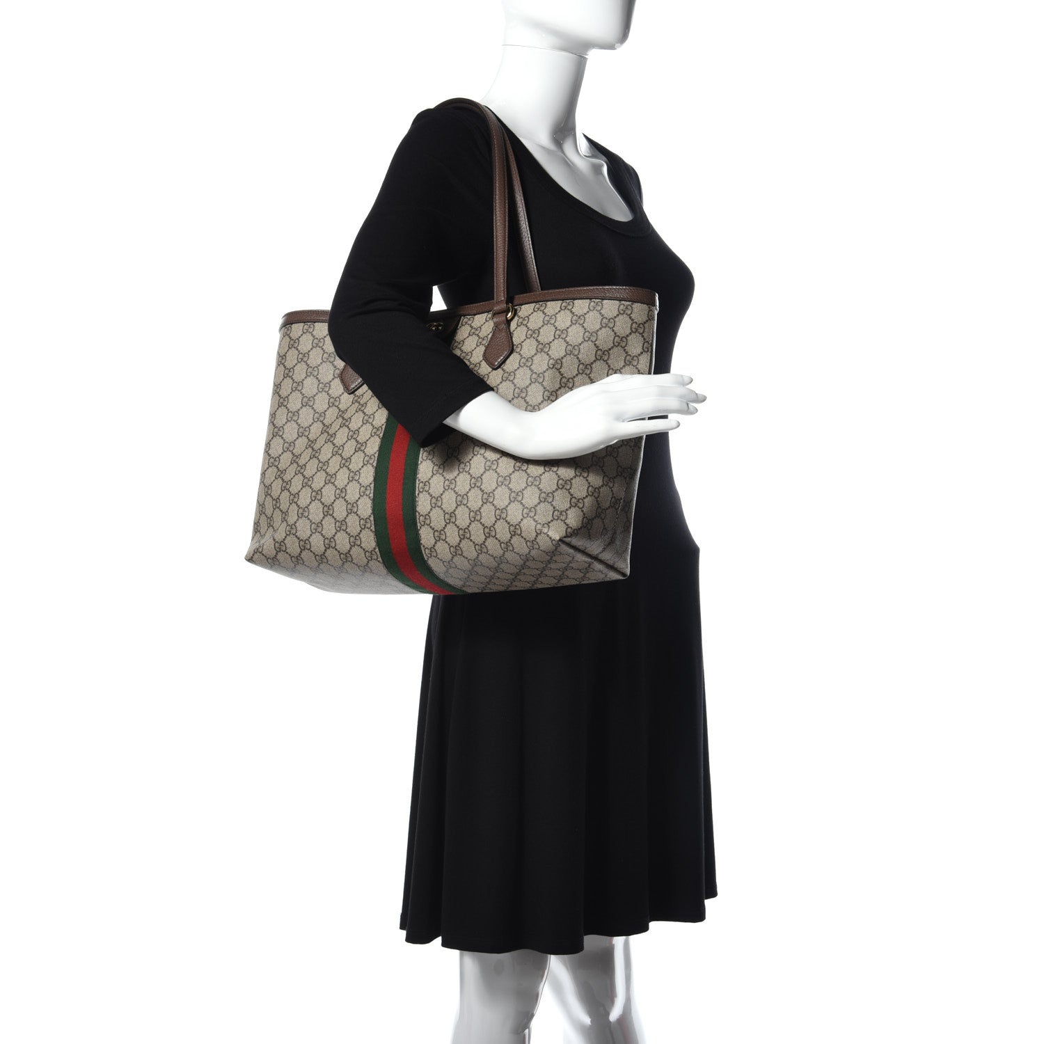 Gucci GG Supreme Monogram Medium Ophidia Shopping Tote Brown 2 of 10