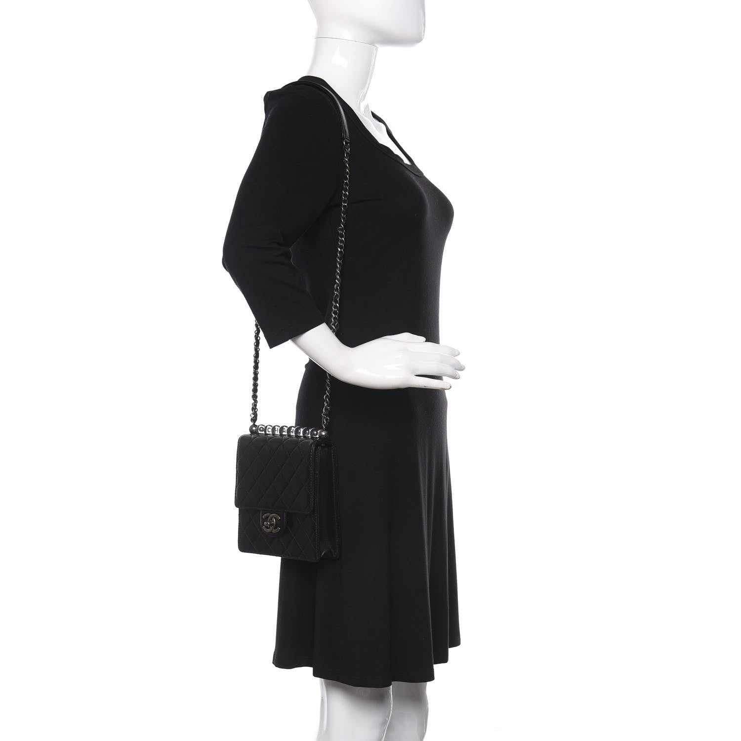 Chanel Lambskin Quilted Chic Pearls Flap Black 2 of 10