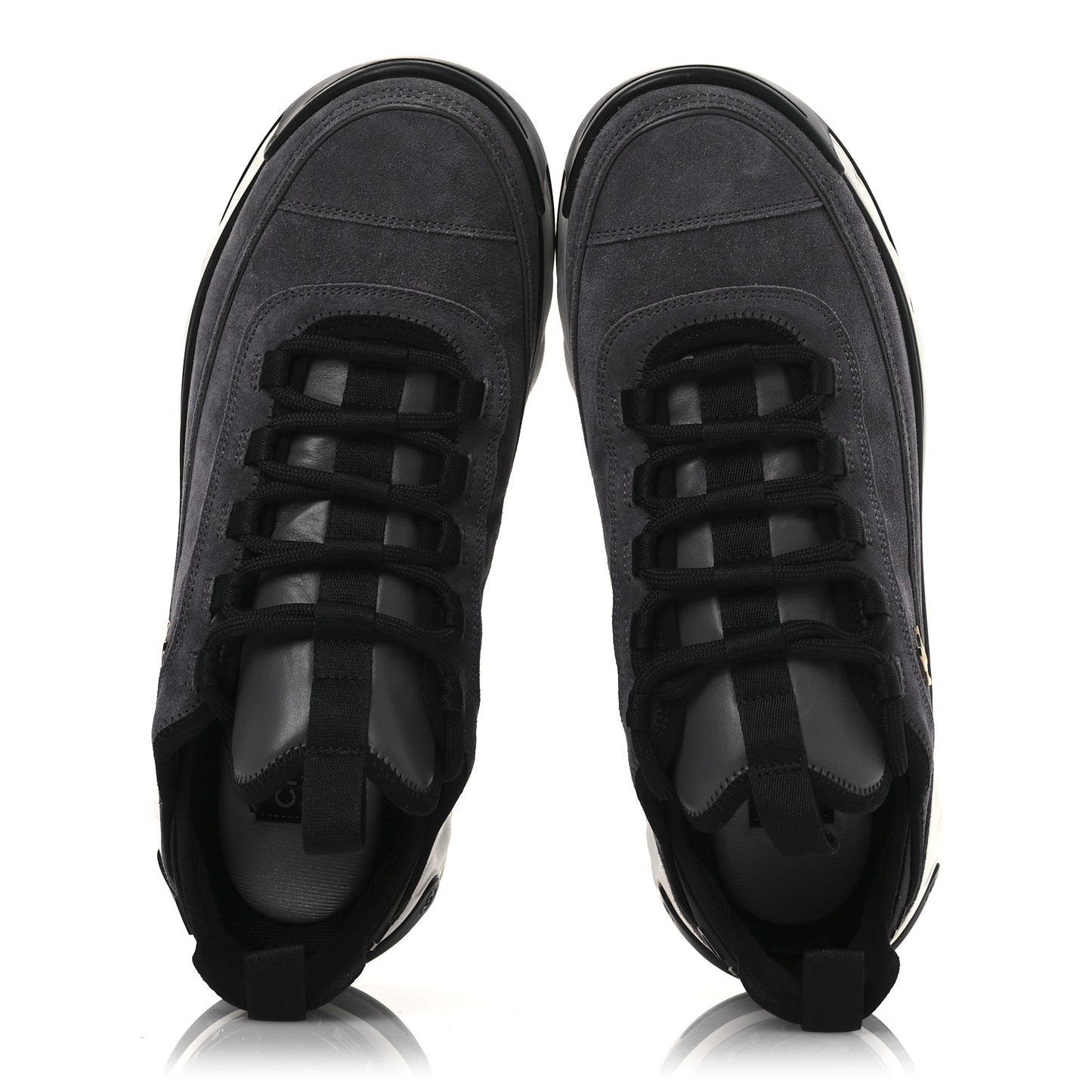 Suede Calfskin Nylon Grosgrain CC Sneakers 40 Grey