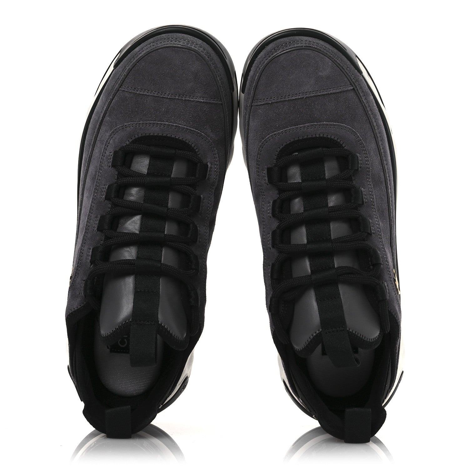 Chanel Suede Calfskin Nylon Grosgrain CC Sneakers 40 Grey 2 of 11