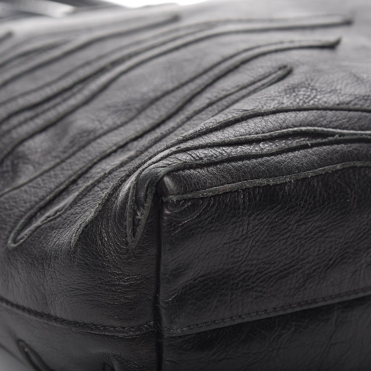Calfskin Zebra Striped Tote Bag Black