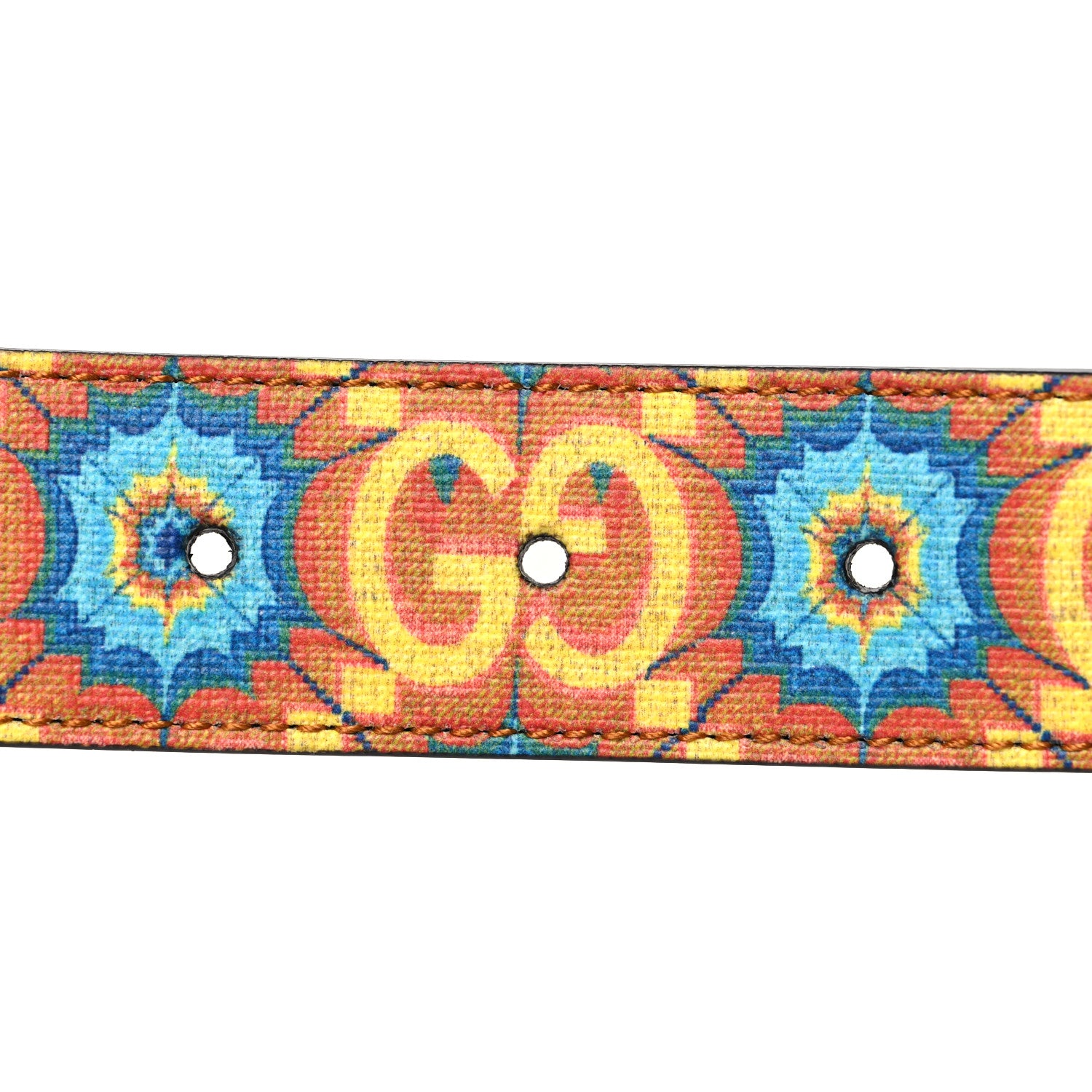 Gucci GG Supreme Monogram Kaleidoscope Double G 30mm Belt 90 36 Blue Orange Multicolor Blue Agata 3 of 6