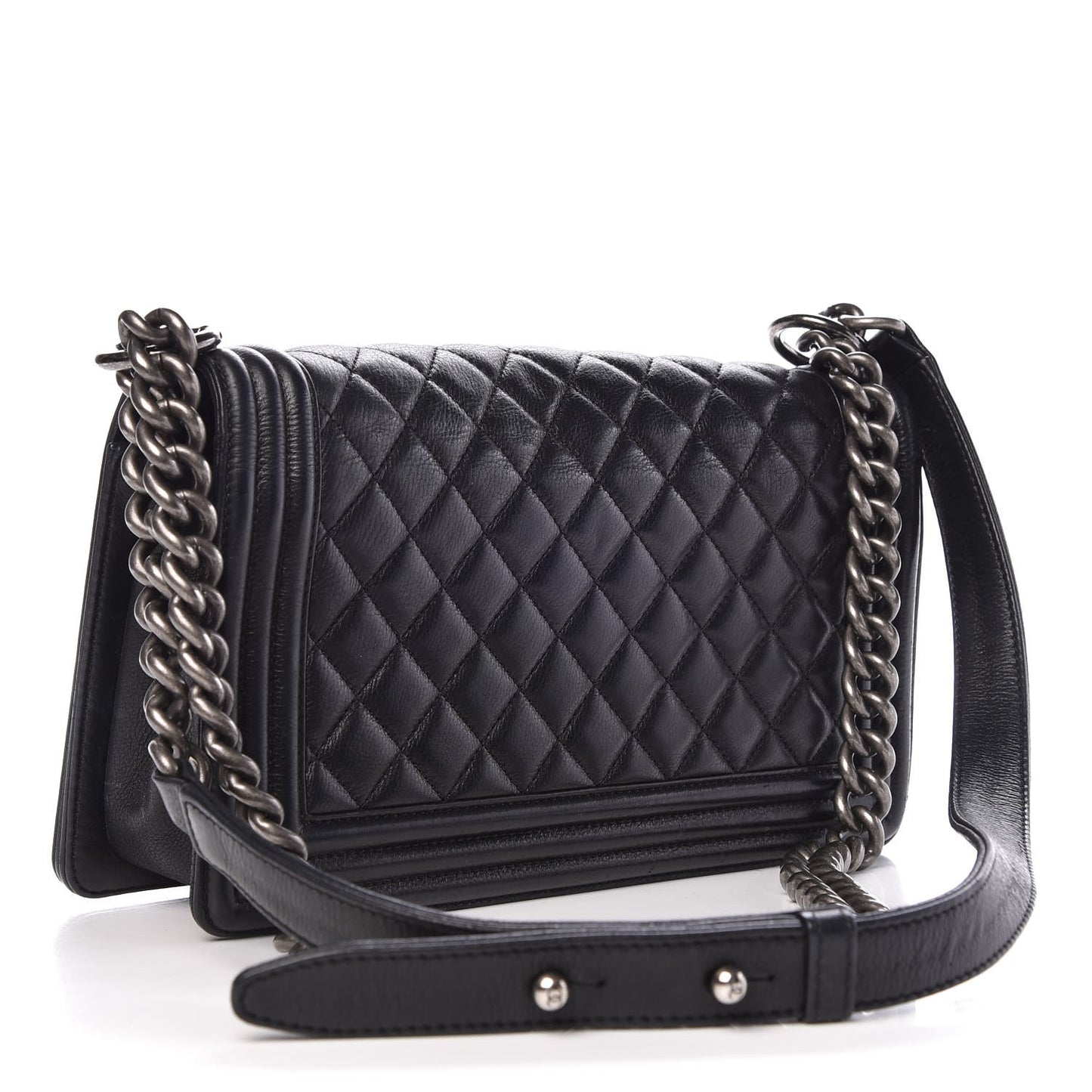 Calfskin Quilted Medium Boy Flap Black