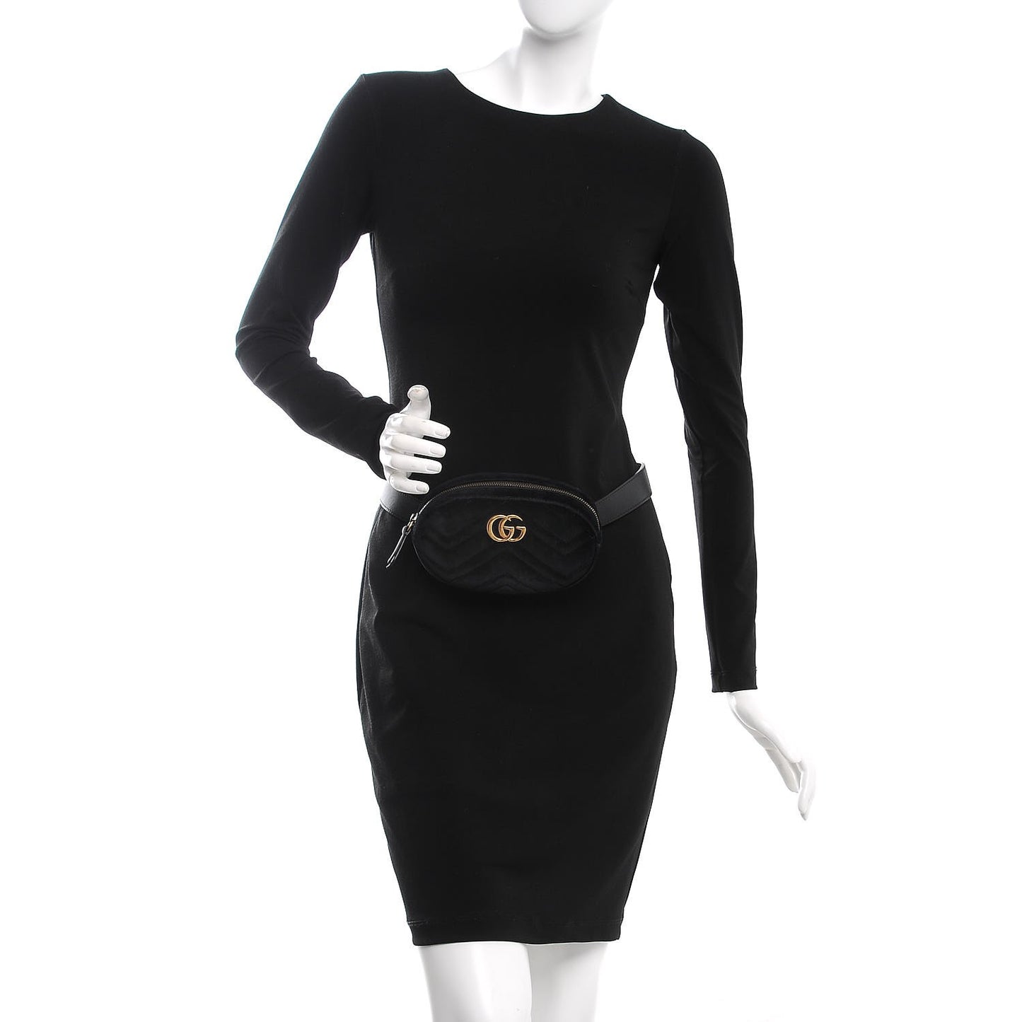 Velvet Matelasse GG Marmont Belt Bag 75 30 Black