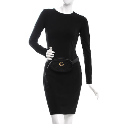 Gucci Velvet Matelasse GG Marmont Belt Bag 75 30 Black 2 of 7