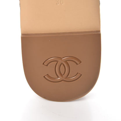 Chanel Cord CC Espadrille Slip On Sandals 36 Beige Black 8 of 10