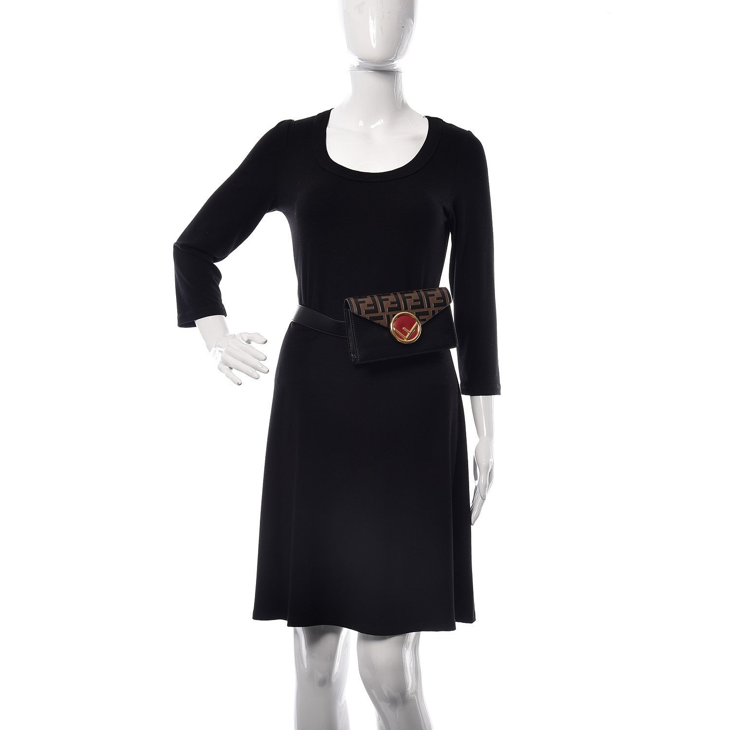 Fendi Vitello Cruise F is Fendi Bi-Color FF 1974 Embossed Envelope Belt Bag Maya Black 3 of 13
