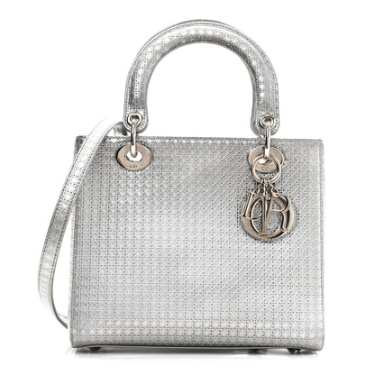 Christian Dior Metallic Patent Micro-Cannage Medium Lady Dior Silver 1 of 11
