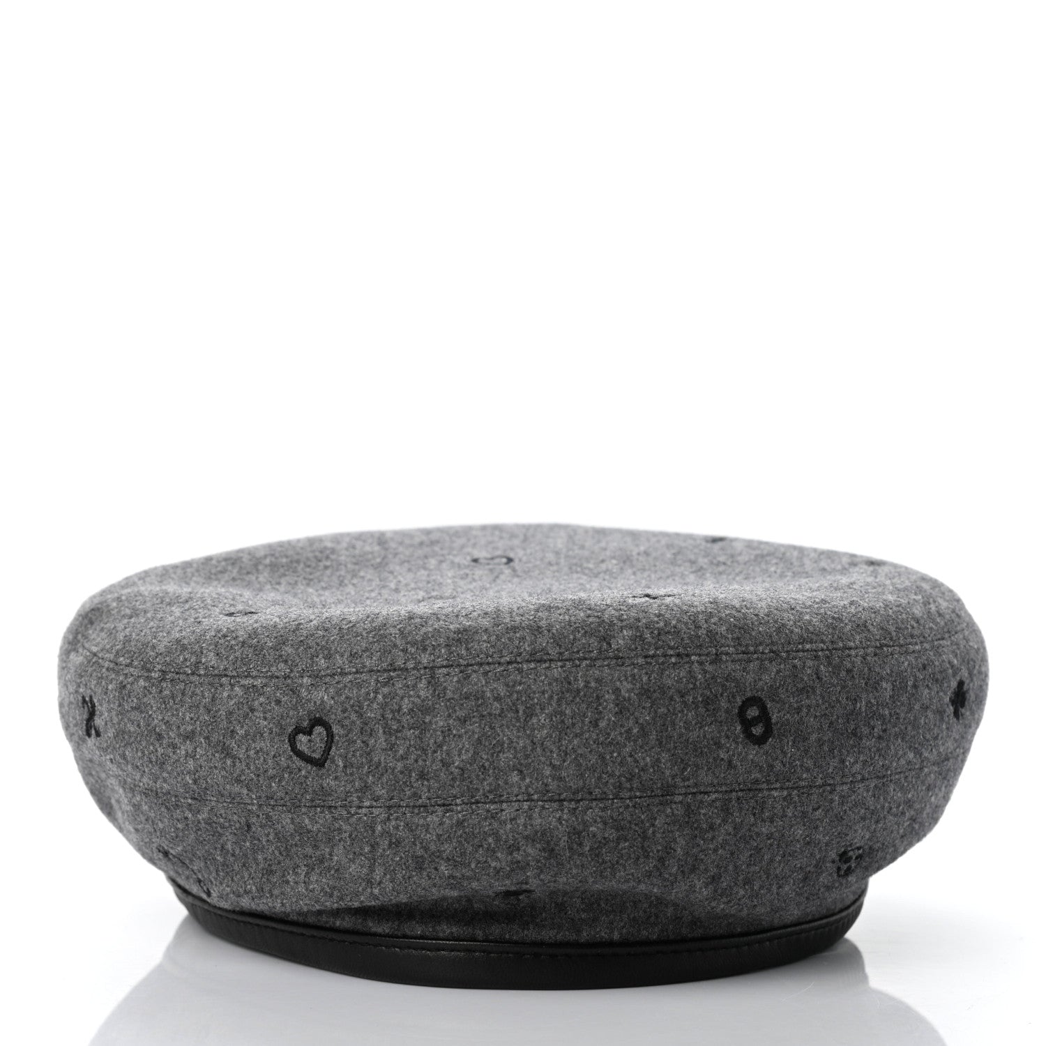 Hermes Cashmere Lambskin Saint-Honore Charms Beret 57 Charbon 3 of 8