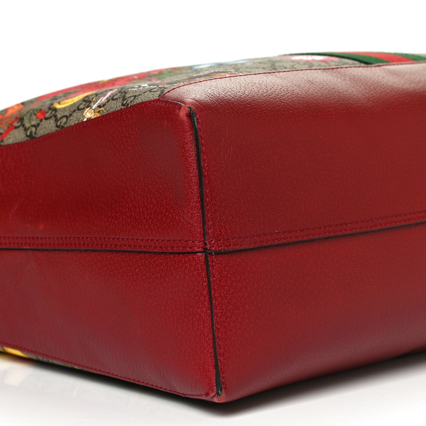 GG Supreme Monogram Flora Web Large Ophidia Tote Red