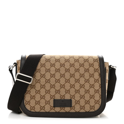 Gucci Monogram Flap Messenger Bag Beige Dark Brown 1 of 11