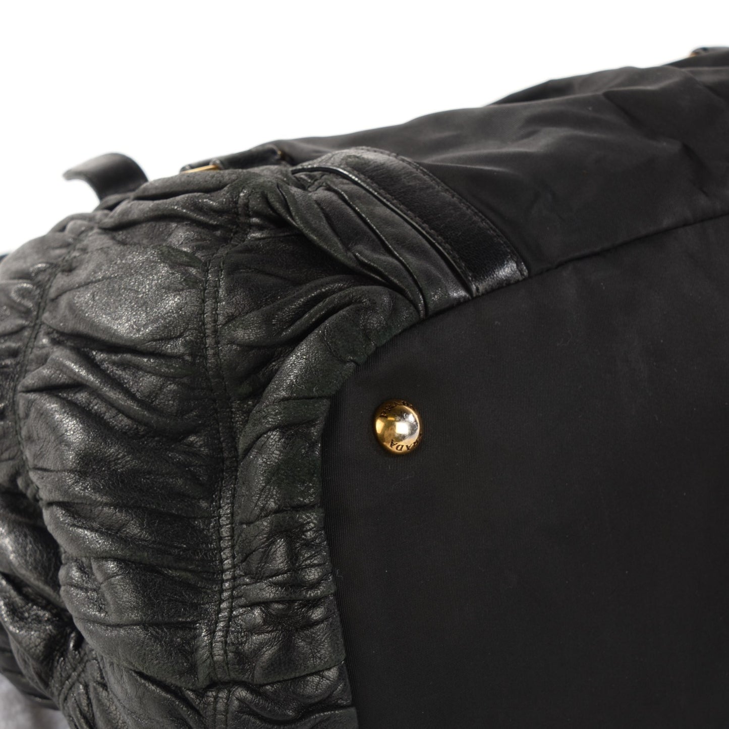 Tessuto Nylon Nappa Gaufre Shoulder Bag Nero Black