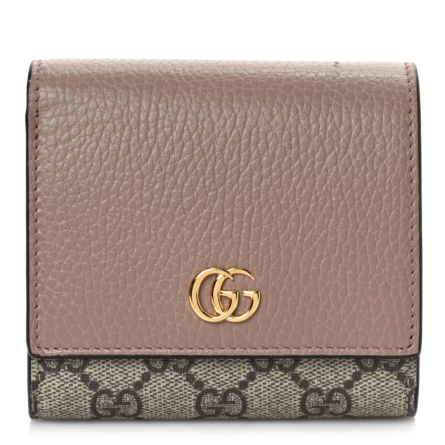 Dollar Calfskin GG Supreme Monogram Medium GG Marmont Card Case Porcelain Rose Beige Ebony