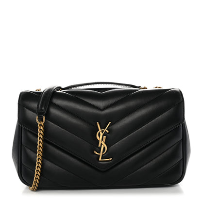 Saint Laurent Lambskin Chevron Quilted Medium Loulou Black 1 of 12